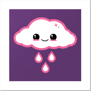 Pink Kawaii Cloud Posters and Art